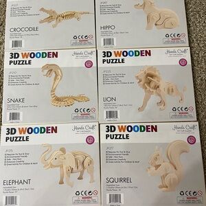 3D Wooden Puzzle Set - Natural